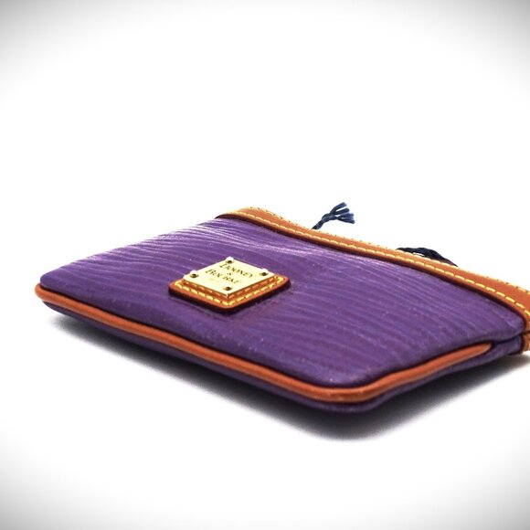 DOONEY & BOURKE Purple & Brown Leather Zip Pouch/Wristlet - Picture 5 of 7